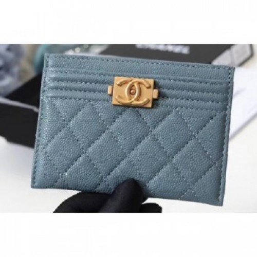Chanel Caviar Leather Boy Card Holder A84431 Baby Blue AQ01712 Chanel Caviar Leather Boy Card Holder A84431 Baby Blue AQ01712