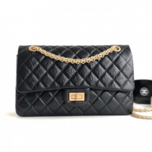 Chanel 2.55 Reissue Size 225 Bag in wrinkled calfskin black with gold hardware AQ01111 Chanel 2.55 Reissue Size 225 Bag in wrinkled calfskin black with gold hardware AQ01111