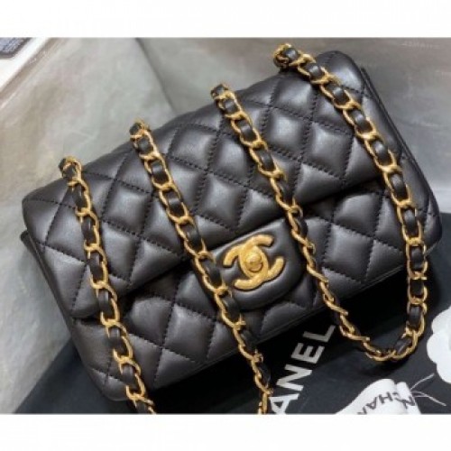 Chanel Original Quality Small Classic Flap Bag 1116 in Sheepskin Black with Gold Hardware AQ03567