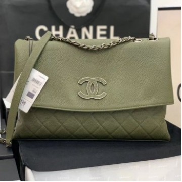 Chanel Quilted Calfskin Triple Flap Bag A8095# Green 2020 Collection AQ04164 Chanel Quilted Calfskin Triple Flap Bag A8095# Green 2020 Collection AQ04164