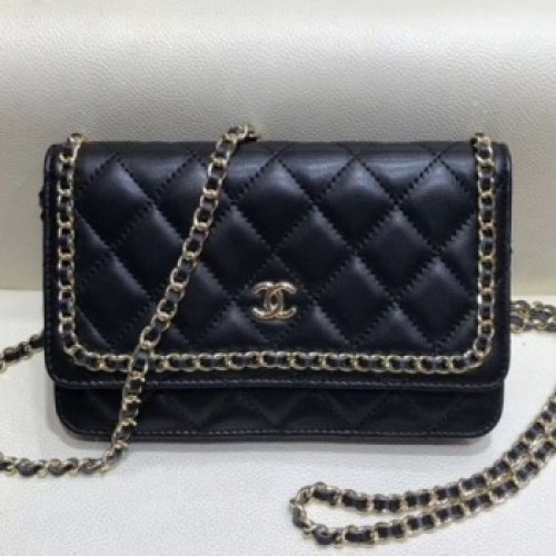 Chanel Quilted Lambskin Chain Trim Wallet on Chain WOC AP0674 Black 2019 Collection AQ02010 Chanel Quilted Lambskin Chain Trim Wallet on Chain WOC AP0674 Black 2019 Collection AQ02010