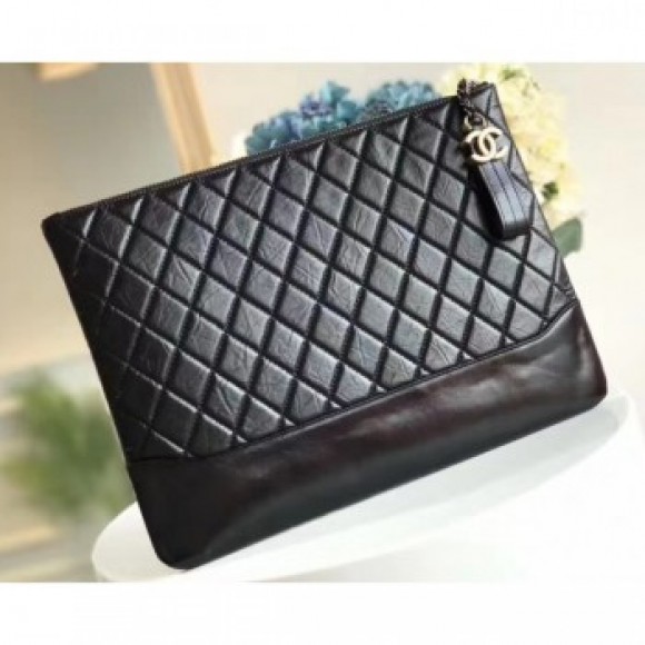 Chanel Aged Calfskin Gabrielle Pouch Clutch Large Bag A84288 Black AQ03584 Chanel Aged Calfskin Gabrielle Pouch Clutch Large Bag A84288 Black AQ03584
