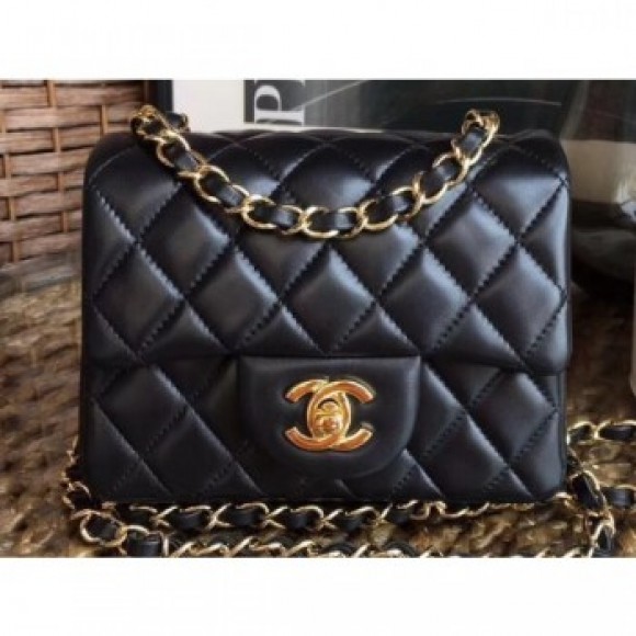 Chanel Lambskin Mini Classic Flap Bag A1115 Black AQ04299 Chanel Lambskin Mini Classic Flap Bag A1115 Black AQ04299