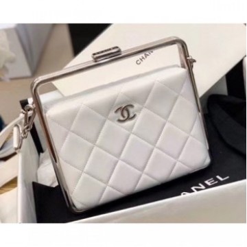Chanel Metal Bar Clutch Bag AS1732 White 2020 AQ00621 Chanel Metal Bar Clutch Bag AS1732 White 2020 AQ00621
