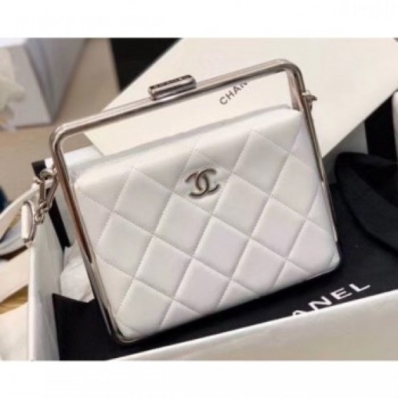 Chanel Metal Bar Clutch Bag AS1732 White 2020 AQ00621 Chanel Metal Bar Clutch Bag AS1732 White 2020 AQ00621