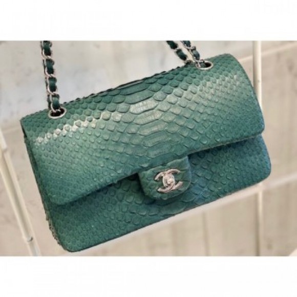 Chanel Python Classic Flap Medium Bag A1112 23 AQ02444 Chanel Python Classic Flap Medium Bag A1112 23 AQ02444