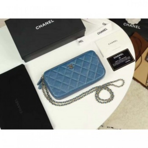 Chanel Iridescent Pearl Caviar Classic Clutch with Chain Bag A82527 Blue 2019 AQ00669 Chanel Iridescent Pearl Caviar Classic Clutch with Chain Bag A82527 Blue 2019 AQ00669