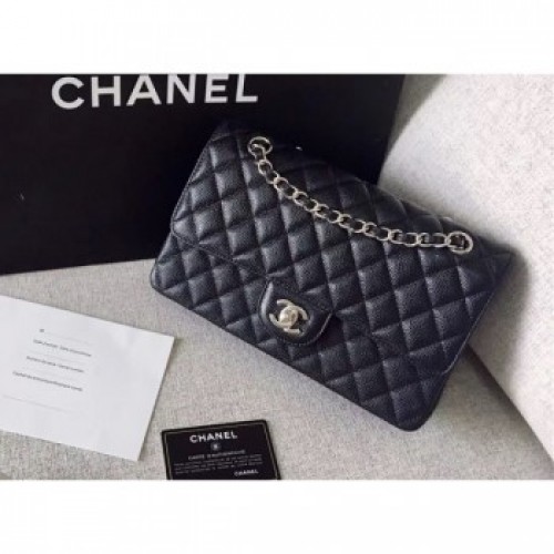 Chanel original quality Medium Classic Flap Bag 1112 black in caviar Leather with silver Hardware AQ03910 Chanel original quality Medium Classic Flap Bag 1112 black in caviar Leather with silver Hardware AQ03910