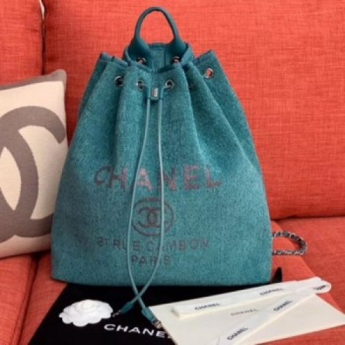 Chanel Cambo Canvas Backpack Blue 2020 Collection AQ03270 Chanel Cambo Canvas Backpack Blue 2020 Collection AQ03270