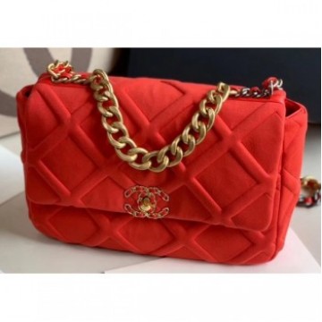 Chanel 19 Large Jersey Flap Bag AS1161 Red 2020 AQ01773 Chanel 19 Large Jersey Flap Bag AS1161 Red 2020 AQ01773