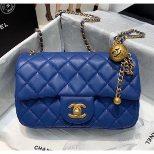 Chanel Lambskin & Gold-Tone Metal Flap Bag AS1787 Blue 2020 Collection AQ01660 Chanel Lambskin & Gold-Tone Metal Flap Bag AS1787 Blue 2020 Collection AQ01660