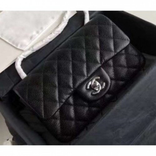 Chanel Original Quality Small Classic Flap Bag 1116 in Caviar Leather Black with Silver Hardware AQ01753
