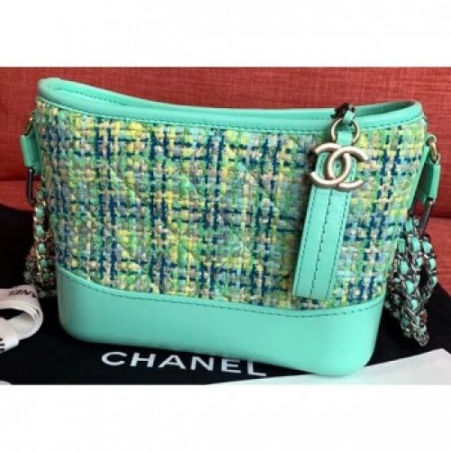 Chanel Tweed/Calfskin Gabrielle Small Hobo Bag A91810 Light Green AQ00743 Chanel Tweed/Calfskin Gabrielle Small Hobo Bag A91810 Light Green AQ00743