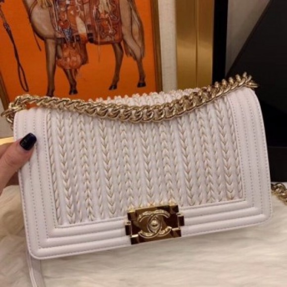 Chanel Boy Chanel Handbag A67086 White 2019 Collection AQ02419 Chanel Boy Chanel Handbag A67086 White 2019 Collection AQ02419