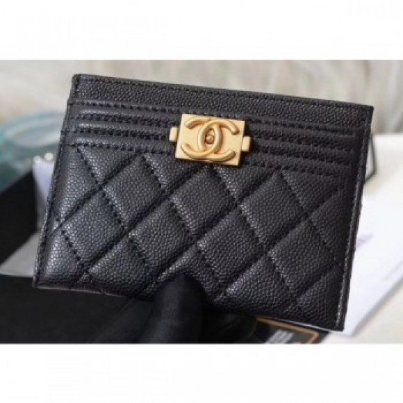 Chanel Caviar Leather Boy Card Holder A84431 Black AQ01777 Chanel Caviar Leather Boy Card Holder A84431 Black AQ01777