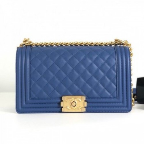 Chanel Quilted Calfskin Medium Boy Flap Bag A67086 Blue 2019 Collection AQ01453 Chanel Quilted Calfskin Medium Boy Flap Bag A67086 Blue 2019 Collection AQ01453
