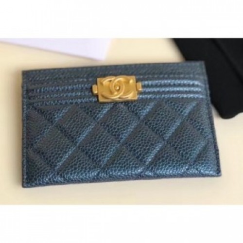 Chanel Pearl Caviar Leather Boy Card Holder Navy Blue 2018 AQ01334 Chanel Pearl Caviar Leather Boy Card Holder Navy Blue 2018 AQ01334