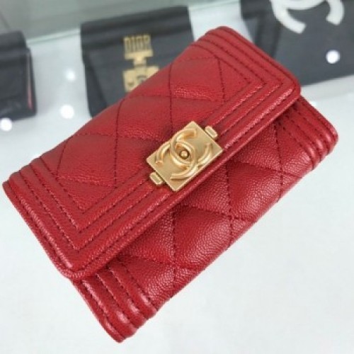 Chanel Quilted Grained Small Flap Boy Wallet A80603 Red/Gold 2019 Collection AQ02625 Chanel Quilted Grained Small Flap Boy Wallet A80603 Red/Gold 2019 Collection AQ02625