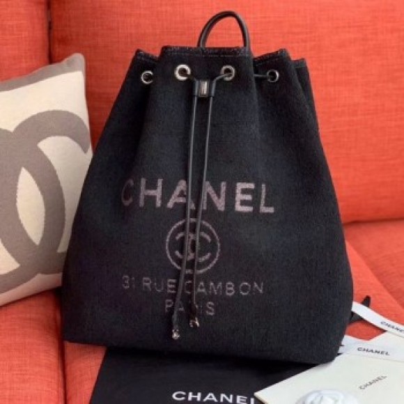 Chanel Cambo Canvas Backpack Black 2020 Collection AQ03842 Chanel Cambo Canvas Backpack Black 2020 Collection AQ03842