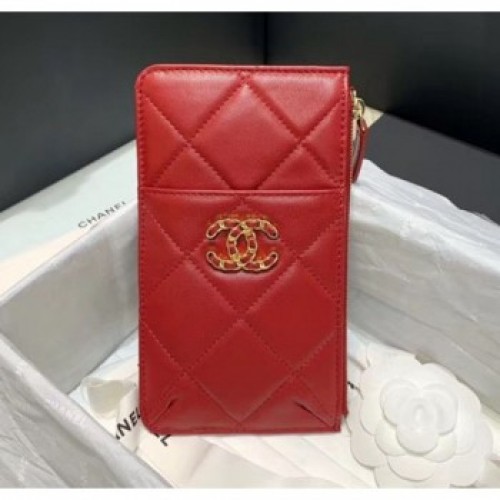 Chanel 19 Phone and Card Holder in Lambskin AP1182 Red 2020 Collection AQ00945 Chanel 19 Phone and Card Holder in Lambskin AP1182 Red 2020 Collection AQ00945