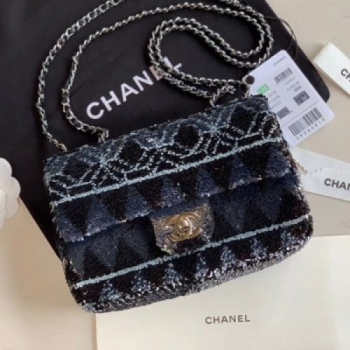 Chanel Sequins Small Flap Bag AS1078 Black/Silver 2020 Collection AQ01332 Chanel Sequins Small Flap Bag AS1078 Black/Silver 2020 Collection AQ01332