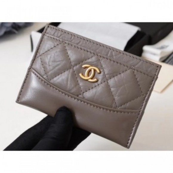 Chanel Aged Calfskin Gabrielle Card Holder A84386 Etoupe AQ03847 Chanel Aged Calfskin Gabrielle Card Holder A84386 Etoupe AQ03847