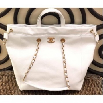 Chanel Metallic Crocodile Embossed Large Shopping Bag AS0801 White 2019 AQ03774 Chanel Metallic Crocodile Embossed Large Shopping Bag AS0801 White 2019 AQ03774