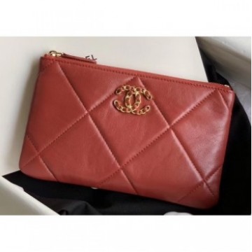 Chanel 19 Lambskin Small Pouch Bag AP1059 Red 2020 AQ04363