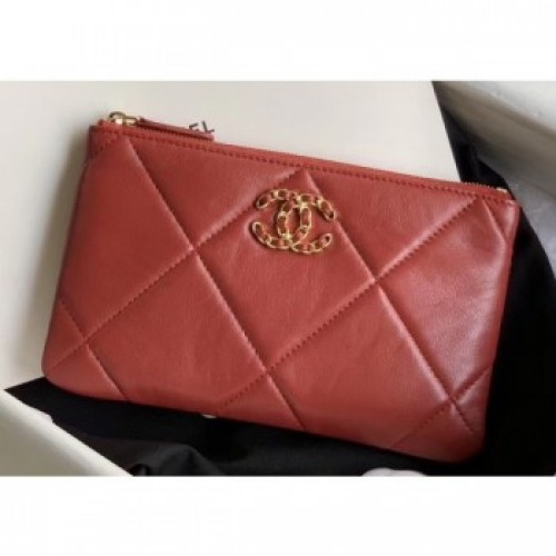 Chanel 19 Lambskin Small Pouch Bag AP1059 Red 2020 AQ04363