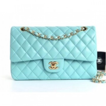 Chanel Lambskin Medium Classic Flap Bag A01112 Light Blue With Gold Hardware AQ03860 Chanel Lambskin Medium Classic Flap Bag A01112 Light Blue With Gold Hardware AQ03860