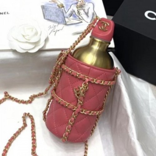 Chanel Chain and Quilted Lambskin Bottle Shaped Clutch with Chain Pink 2020 Collection AQ03462 Chanel Chain and Quilted Lambskin Bottle Shaped Clutch with Chain Pink 2020 Collection AQ03462