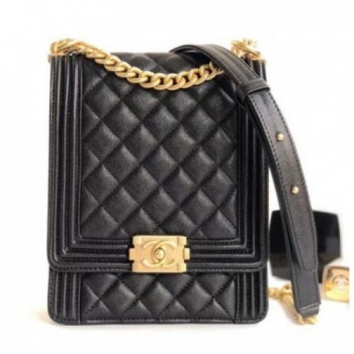 Chanel Boy North/South Flap Shoulder Bag AS0130 Black 2019 AQ03352