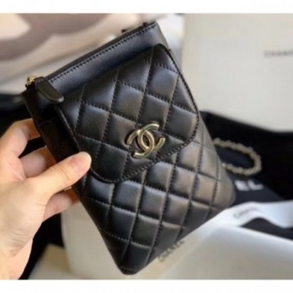 Chanel Phone Holder with Chain Bag AP1191 Black 2020 AQ02574 Chanel Phone Holder with Chain Bag AP1191 Black 2020 AQ02574