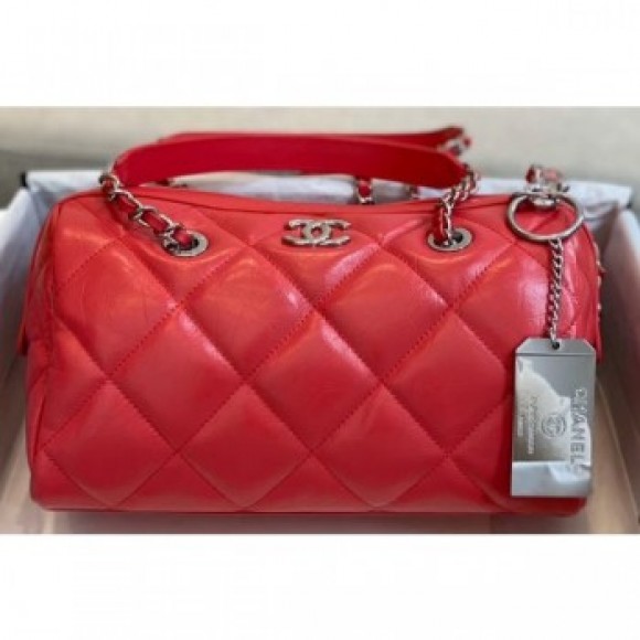 Chanel Small Bowling Bag AS1321 Red 2020 AQ03150 Chanel Small Bowling Bag AS1321 Red 2020 AQ03150