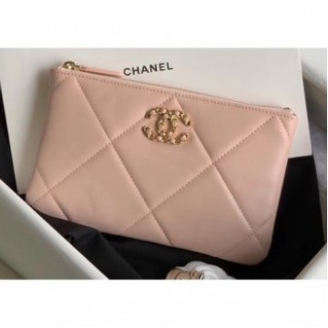 Chanel 19 Lambskin Small Pouch Bag AP1059 Beige 2020 AQ02157