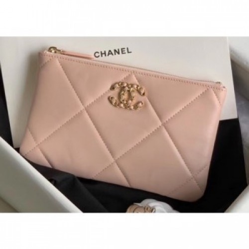 Chanel 19 Lambskin Small Pouch Bag AP1059 Beige 2020 AQ02157