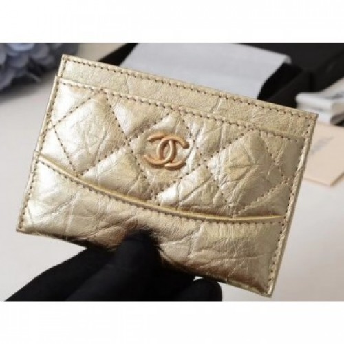 Chanel Aged Calfskin Gabrielle Card Holder A84386 Gold AQ01782 Chanel Aged Calfskin Gabrielle Card Holder A84386 Gold AQ01782