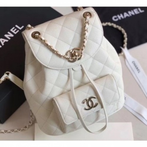 Chanel Caviar Leather Vintage Duma Backpack Bag AS1371 White 2020 AQ03652