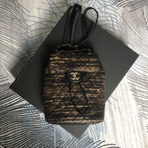 Chanel Tweed & Gold-Tone Metal mini Backpack Bag A69964 2019 AQ02624 Chanel Tweed & Gold-Tone Metal mini Backpack Bag A69964 2019 AQ02624
