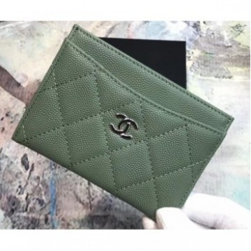 Chanel Caviar Leather Classic Card Holder A31510 Light Green AQ02893