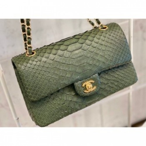 Chanel Python Classic Flap Medium Bag A1112 22 AQ03013 Chanel Python Classic Flap Medium Bag A1112 22 AQ03013