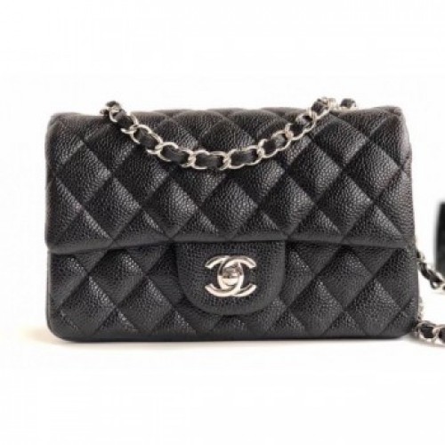 Chanel Caviar Leather Small Classic Flap Bag A1116 Black/Silver AQ04297 Chanel Caviar Leather Small Classic Flap Bag A1116 Black/Silver AQ04297