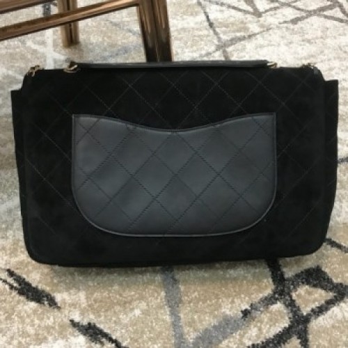 Chanel x Pharrell Oversize Suede Flap Bag Black 2019 Collection AQ04232