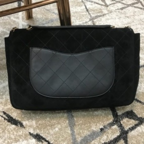 Chanel x Pharrell Oversize Suede Flap Bag Black 2019 Collection AQ04232 Chanel x Pharrell Oversize Suede Flap Bag Black 2019 Collection AQ04232