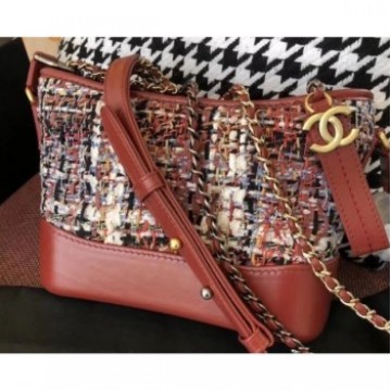 Chanel Tweed/Calfskin Gabrielle Small Hobo Bag A91810 Brick Red 2018 AQ03377