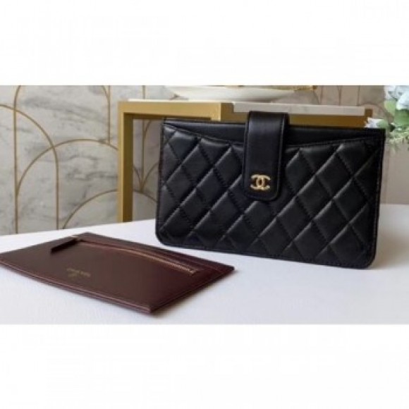 Chanel Classic Pouch Clutch Bag With Card Holder A81902 Lambskin Black/Gold AQ03220 Chanel Classic Pouch Clutch Bag With Card Holder A81902 Lambskin Black/Gold AQ03220