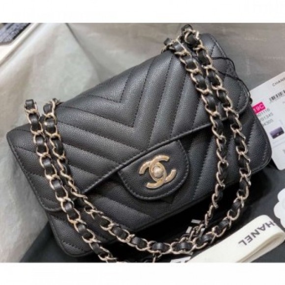 Chanel Original Quality Small Classic Flap Bag 1116 in Caviar Leather Chevron Black with Silver Hardware AQ02825 Chanel Original Quality Small Classic Flap Bag 1116 in Caviar Leather Chevron Black with Silver Hardware AQ02825