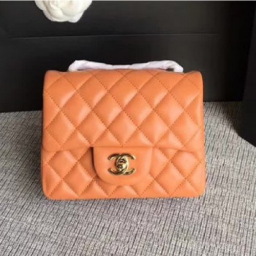 Chanel Classic Flap Mini Bag A1115 in Lambskin Leather Ochre with Golden Hardware AQ02301 Chanel Classic Flap Mini Bag A1115 in Lambskin Leather Ochre with Golden Hardware AQ02301