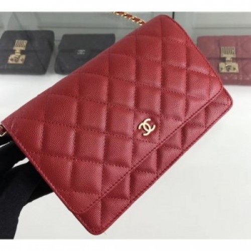 Chanel Caviar Leather Wallet On Chain WOC Bag A33814 Red 2019 AQ03496 Chanel Caviar Leather Wallet On Chain WOC Bag A33814 Red 2019 AQ03496