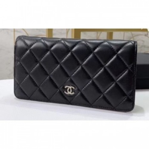 Chanel Classic Long Bi-fold Wallet 31566 Lambskin Black AQ03460 Chanel Classic Long Bi-fold Wallet 31566 Lambskin Black AQ03460